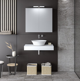 ΣΕΤ ΕΠΙΠΛΟΥ STONE 60cm χρ.WHITE με γκρι νερά 9SSTO060WH