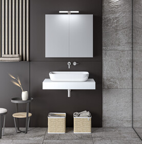 ΣΕΤ ΕΠΙΠΛΟΥ STONE 70cm χρ.WHITE με γκρι νερά 9SSTO070WH