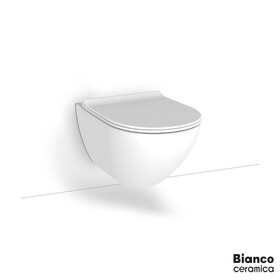 Λεκάνη Κρεμαστή REMO/56 Rimless με κάλυμμα Slim Soft Close 9200SC, Bianco Ceramica White Matt