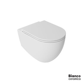 Λεκάνη Κρεμαστή LENTA/53 Rimless με κάλυμμα Soft Close MS38C, Bianco Ceramica White Matt